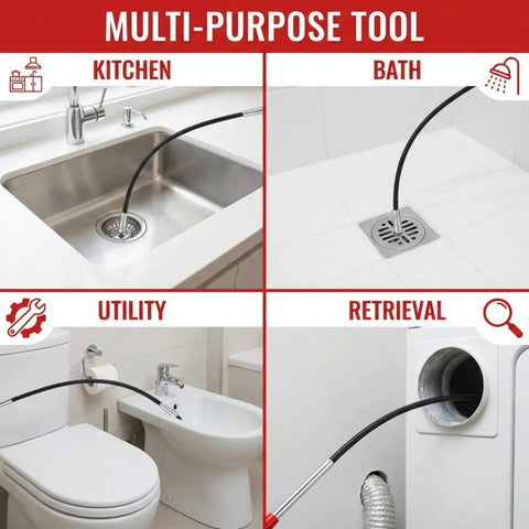 36 Inch Drain Clog Remover Tool With Flexible Claw Grabber For Fast Hair Removal In Sinks Showers Tubs And Drains Without Chemicals Bendable Retrieval Tool For Pipes Kitchen Bathroom RV