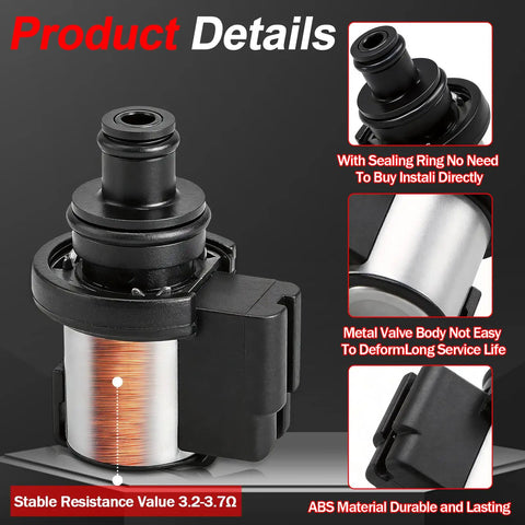 Torque Converter Lock-Up Solenoid 3.2 to 3.7 Ohm Replacement for Subaru CVT Transmissions Plug-and-Play Crosstrek Forester Legacy Outback Impreza 31825AA050 31706AA030 Black, black ABS body