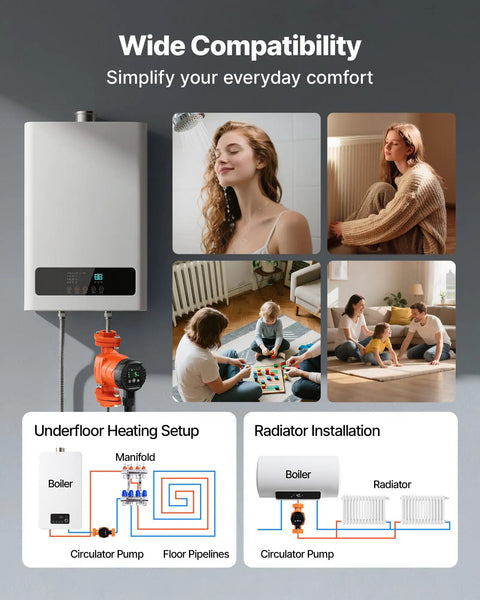 Top Shelf Cast Iron Hot Water Recirculation Pump, 16 Gpm Flow, Dead Quiet Operation, Inline Check Valve, Straightforward Setup For Dependable Home Heating Systems in underfloor heating and radiator setups.