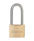 Outdoor Weatherproof Padlock With Long Stainless Steel Shackle And Solid Brass Body For Marine Grade Rustproof Security of sheds.