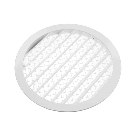 10 Inch White Steel Soffit Vent Cover With Round Louvered Grill Built In Mesh Screen And Flange Heavy Duty HVAC Register