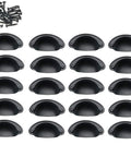 Black Cup Pulls Cabinet Handles Vintage Shell Shaped Decor Pulls for Furniture Hardware Drawer Pack of 20 with Screws