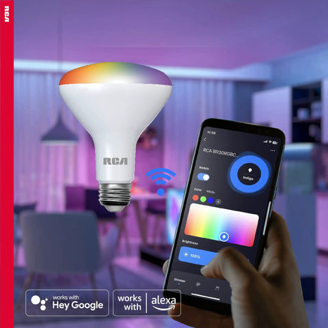 WiFi Smart BR30 LED Flood Light Bulb 12 Pack 9W 60W Equivalent Multicolor And White Dimmable Tunable Bulb interface with phone app