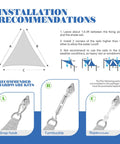 Installation guide for Heavy Duty Waterproof Sun Shade Sail Triangle Canopy 16 By 16 By 16 Feet With UV Protection, showing tools.