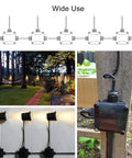 Image showing IP68 Waterproof Junction Box For Outdoor Lighting, 3-Way Cable Connectors mounted near LED lights in outdoor garden scene.