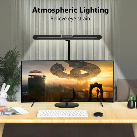 Architect Desk Lamp With Lit Atmosphere Lighting And Rotatable Swing Arm 24W Adjustable LED Desk Light on computer desk