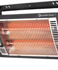 Ceiling Mounted 1500W Infrared Quartz Radiant Heater with Dual Tubes, 90 Degree Tilt, Black, Pull String Control, Installed