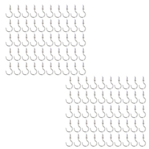 Heavy Duty Bulk Pack Of One Hundred Rock Solid Steel Eye Screw Ceiling Hooks For Indoor Outdoor Wall Hanging Art Decor And Keys Top Notch Build No Sweat Install arranged in neat rows.