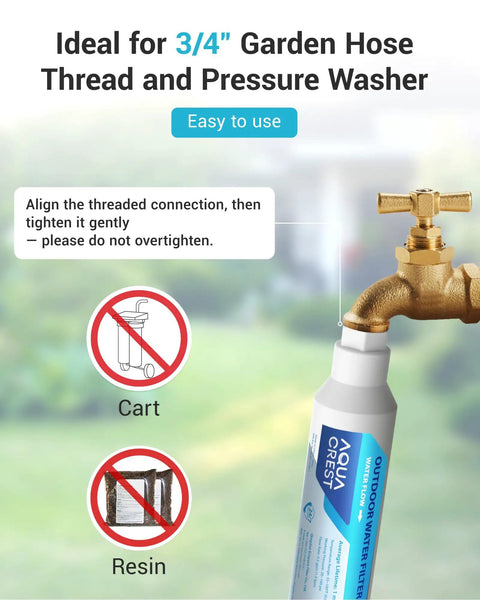 Inline Water Filter For Car Washing And Yard Cleaning, Reduces Hard Water Spots And Softens Water attached to garden hose