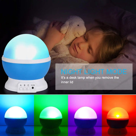Moon And Star Night Light Projector With 360 Degree Rotation 4 LED Bulbs 9 Color Changing Modes USB Powered Wall Mount
