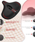 Wide Bike Seat For Men And Women Extra Large Comfort Saddle with ergonomic design and memory foam with non-slip features, comparison view