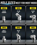 Grease Fittings Kit 110 Piece SAE Zerk Fittings Assortment With 1/4 Inch Straight 1/8 Inch Straight 45 Degree And 90 Degree Angled