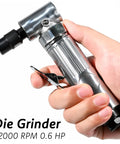 Right Angle Air Die Grinder, 22000Rpm Pneumatic Tool With 1/4 Inch Chuck And Flow Regulator held in hand for precision work.