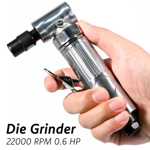 Right Angle Air Die Grinder, 22000Rpm Pneumatic Tool With 1/4 Inch Chuck And Flow Regulator held in hand for precision work.