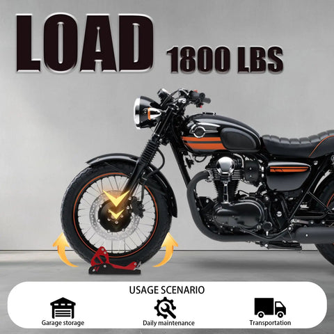 Heavy Duty Motorcycle Wheel Chock Transport Stand With 1800 Lbs Adjustable Capacity Universal 8 To 21 Inch Wheels