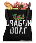 Dragon Boat Racing Paddler Tote Bag For Dragonboating Fans A Dope And Practical Gear Carrier For Paddlers Men And Women On The Team Perfect For Practice Races Travel And Festival Celebrations with dragon graphic and groceries inside.