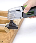 Powerfully Versatile Oscillating Tool Kit With 19 Piece Accessory Set 21000 Oscillations Per Minute sanding wooden surface