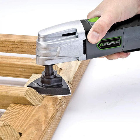 Powerfully Versatile Oscillating Tool Kit With 19 Piece Accessory Set 21000 Oscillations Per Minute sanding wooden surface