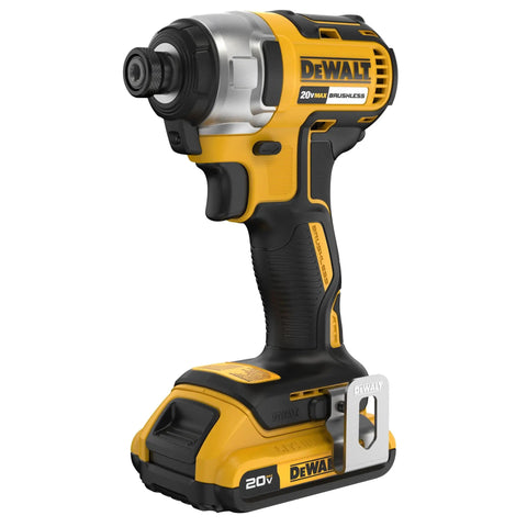 20V Max Brushless Impact Driver With One Quarter Inch Hex, Compact Lightweight Design, LED Light, Battery And Charger Included