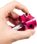 Hand holding reamer from Six Piece Plastic Pipe Fitting Reamer Kit For Standard One Half Inch Drills With Carbide Cutting Inserts In Reamers