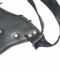 Close-up of Lightweight PU Sword Carry Bag With Back Strap Waistband For Ninja Cosplay showing adjustable straps and rivets.