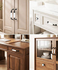 Slick Farmhouse Cabinet Knobs And Pulls Set 12 Piece Hardware Kit Featuring 5 Inch Center To Center Spacing on cabinets and vanities.