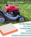 Mower with air filter replacement for Honda GCV160 GCV190 GC190LA GCV200LA engines, easy install, HRX HRR series compatible.