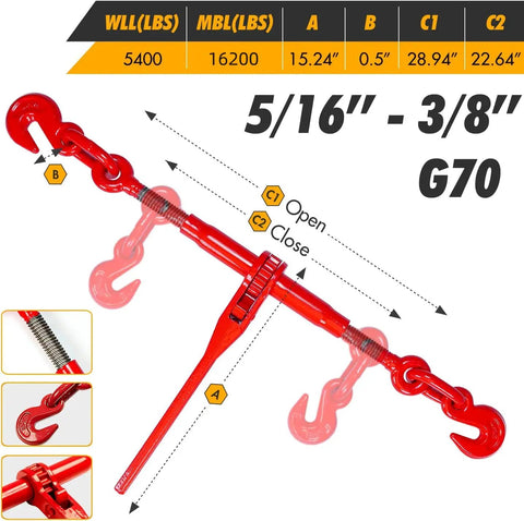 Badass Two Pack Ratchet Load Binder With Grade 70 Hook To Hook Five Sixteen Inch By Ten Foot Chains Built Different To Haul Heavy Loads Without A Sweat And Keep Your Cargo Locked Down Dead