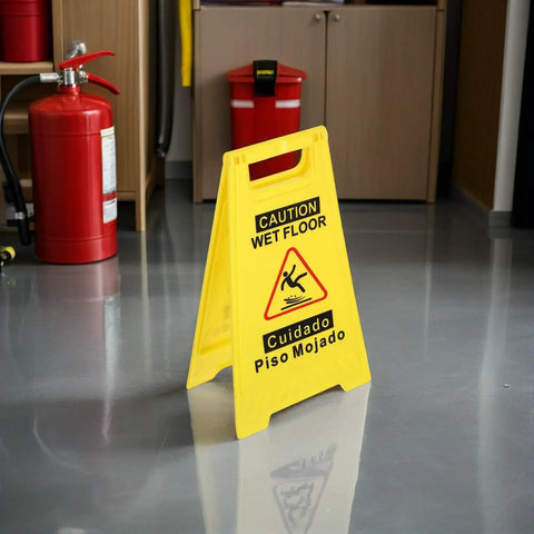 Heavy Duty Double Sided Foldable Yellow A Frame Wet Floor Signs Two Pack Caution Safety Placards Built Tough Durable Plastic Gonna Hold Up Under Pressure And Stay Hella Stable On Any Floor