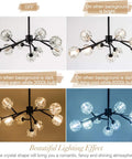 Lighting effects of Sputnik Style Black Crystal Chandelier For Dining Room Over Table 9 Light Modern Pendant Lighting Fixture