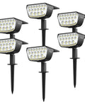 6 Pack Solar Spot Lights Outdoor With 32 LEDs IP65 Waterproof Landscape Pathway Lights Auto On Off Two Modes Garden Wall And Fence