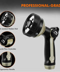 Heavy Duty Metal Hose Nozzle With 8 Spray Patterns And Thumb Control For Lawn Care Car Wash Pet Bathing And Outdoor Watering Bronze Finish Zinc Alloy Construction For Durability And Flexibility with ergonomic handle