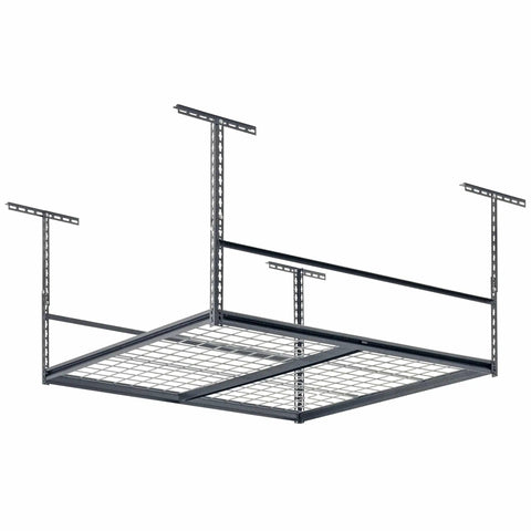Heavy Duty Steel Ceiling Storage Rack With Wire Deck 47W X 28H X 47D Silver Vein Finish Built Tough For Overhead Garage Storage Holds Up To 300 Lbs Adds About 33 Cu Ft Of Hidden Space