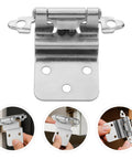 Eight Pack Three Eighths Inch Flush Mount Kitchen Cabinet Hinges Self Closing Inset Cupboard Hardware For Furniture Doors White Nickel Finish Quiet Close Easy Install, showcasing a detailed view with installation process.