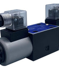 Pro Grade heavy duty hydraulic solenoid valve with 12VDC connector and 21 GPM capacity, showing 3-position design for industrial use.
