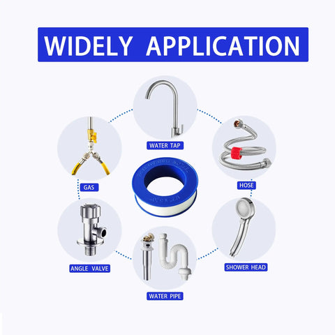 Five Roll Pack Of PTFE Thread Seal Tape One Half Inch Wide Each 520 Inches Long For Water Pipes And Shower Heads application uses