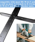 Solid Rip Fence Guide Kit That Upgrades DeWalt Circular Saws, showing steel guide with measuring scale for precise cutting.