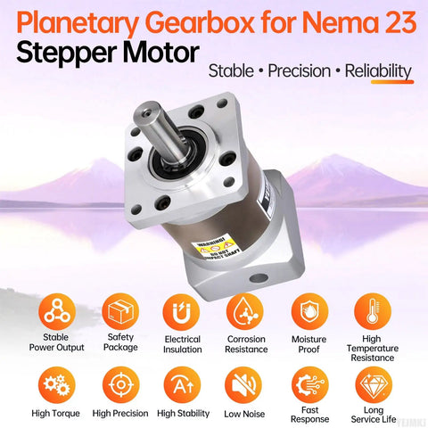 Beefy Planetary Gearbox 20 to 1 for Nema 23 and Nema 24 Stepper Motors With 15 Arc Minute Backlash 8 Millimeter Input Shaft