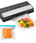 Must Have Vacuum Sealer For Dry And Moist Food, Compact Kitchen Gadget with LED Touch Controls sealing vegetables and fish