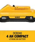 20V Max 4Ah Compact Battery For Power Tools Lightweight Yet Powerful Long Runtime DCB240 Compatible For Drill