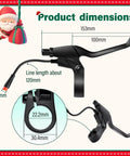 Two-Pin Electric Bicycle Brake Levers for E-Bike, Left and Right Pair, 12cm Cable Length, 22.2mm Handlebar Compatible, size details