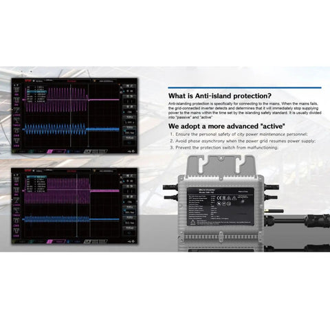 What is Anti-island protection? Displaying operational details for Ready To Roll 700W Micro Inverter With Mppt Pure Sine Wave Tech.