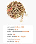 Coiled Three Eighths Inch 20 Foot G80 Tow Chain With Grab Hooks Galvanized Manganese Steel 7100 Lb WLL DOT Certified Two Pack
