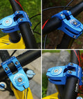31.8mm MTB Bike Stem 45mm Short Reach Built Tough In CNC 6061 T6 Aluminum Anodized Blue With Sandblasted Matte Finish on bike handlebars