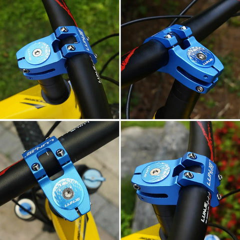 31.8mm MTB Bike Stem 45mm Short Reach Built Tough In CNC 6061 T6 Aluminum Anodized Blue With Sandblasted Matte Finish on bike handlebars