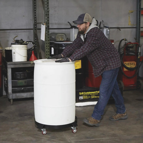Bad Boy Heavy Duty Drum Dolly Cart Built For 55 Gallon Barrels Featuring A Knockout Nine Hundred Pound Load Capacity And Rust Resistant Powder Coated Steel Frame To Haul Oils Safely Around The Workshop With Zero Stress