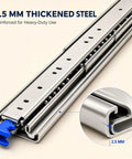 60 Inch Beefy Heavy Duty Drawer Slides With Full Extension Ball Bearing 500Lb Capacity Per Pair Ultra Solid Steel Build Smooth Silent Operation 76mm Rail Width Durable Hardware For Cabinets, 2.5 mm thick steel