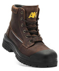 Rugged 6 Inch Steel Toe Work Boots For Men With Oiled Crazy Horse Leather Construction, side view on white background.
