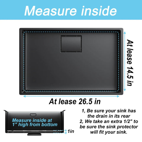 Diagram showing dimensions of Heavy Duty Stainless Steel Kitchen Sink Grid And Protectors 26 By 14 Inches For Bottom Sink