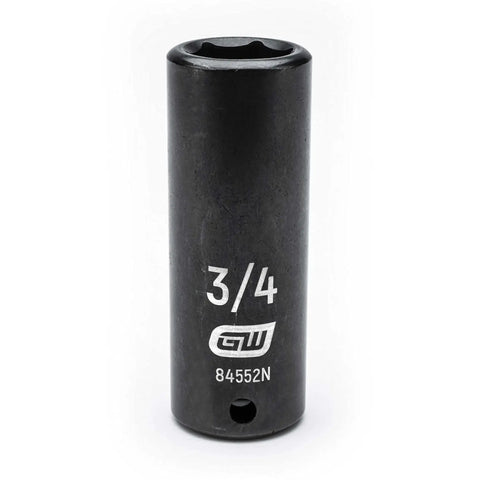 3/4 inch socket from 39 Piece Half Inch Drive 6 Point Impact Socket Set Standard And Deep SAE Black Oxide Finish